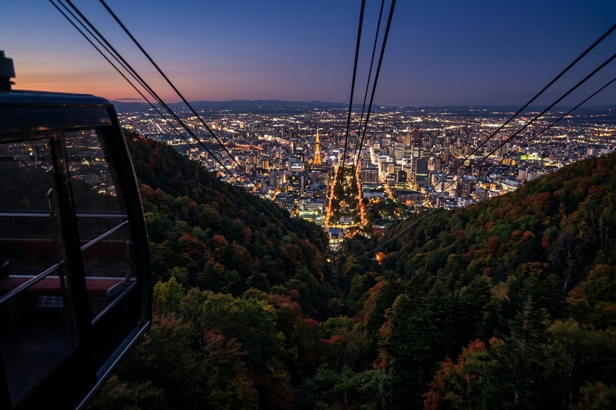 ロープウェイから見下ろす藻岩山からの札幌夜景（札幌のイメージ）