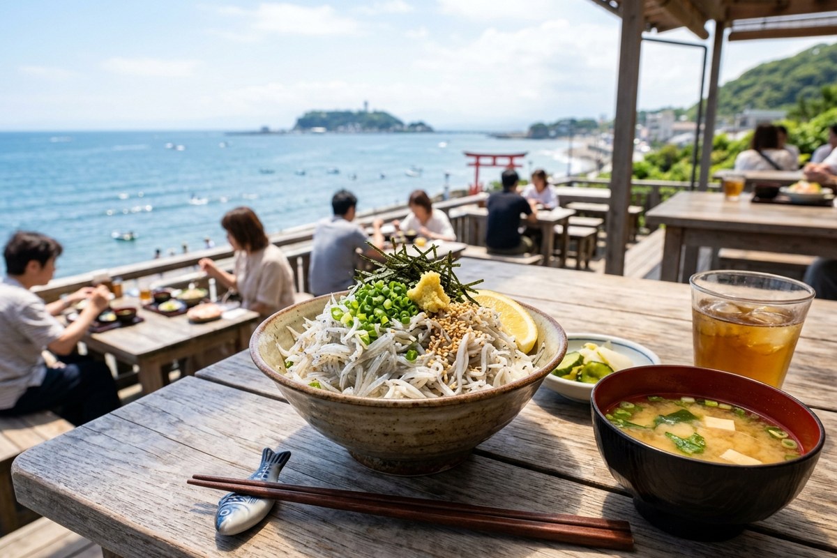 新鮮なしらすを贅沢に乗せた名物のしらす丼（鎌倉のイメージ）