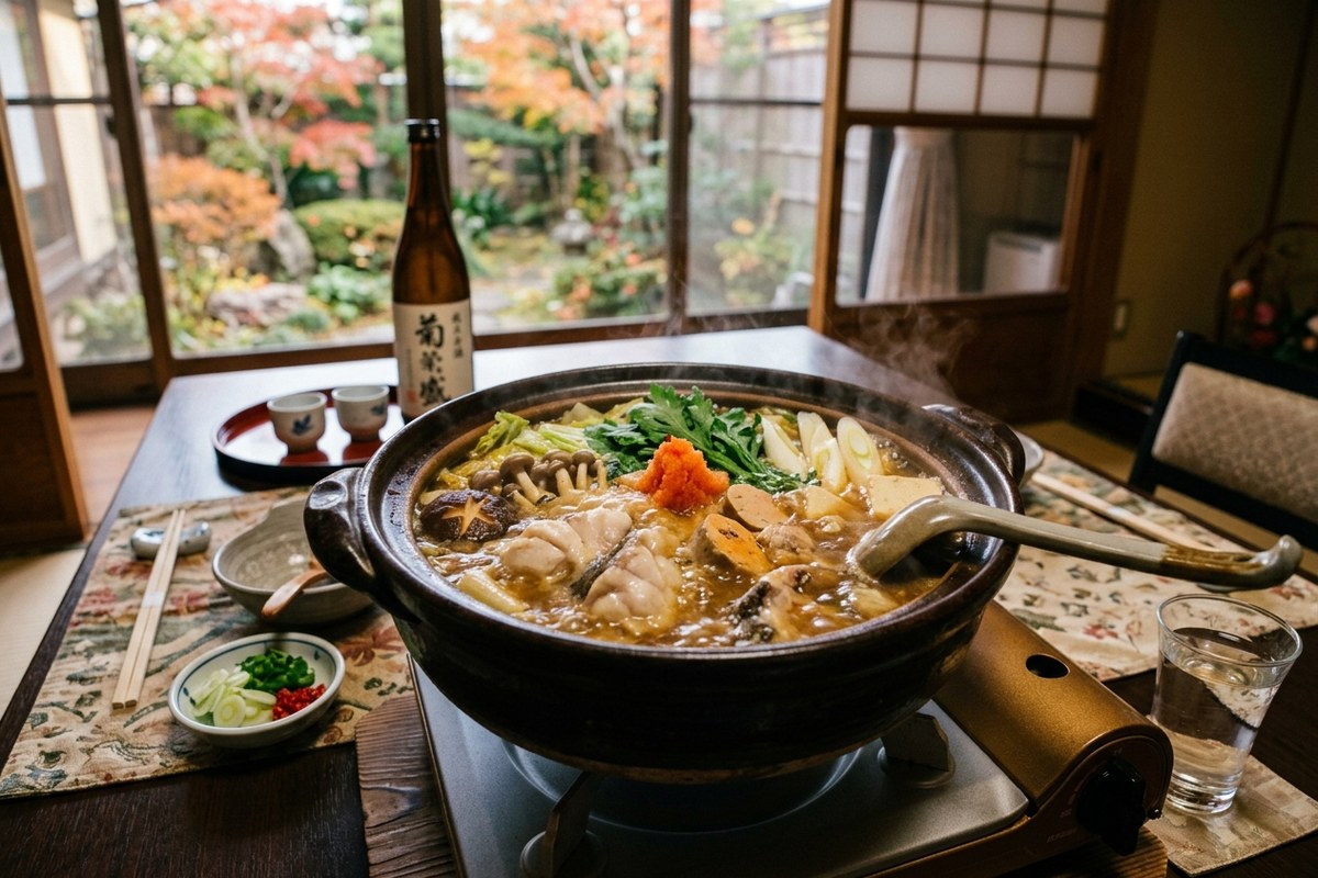 ぐつぐつと煮込まれる濃厚な旨味のあんこう鍋(水戸のイメージ)