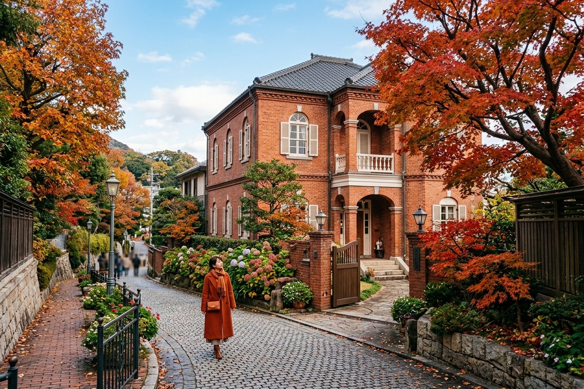異国情緒漂う北野異人館街のレンガ造りの洋館（神戸のイメージ）