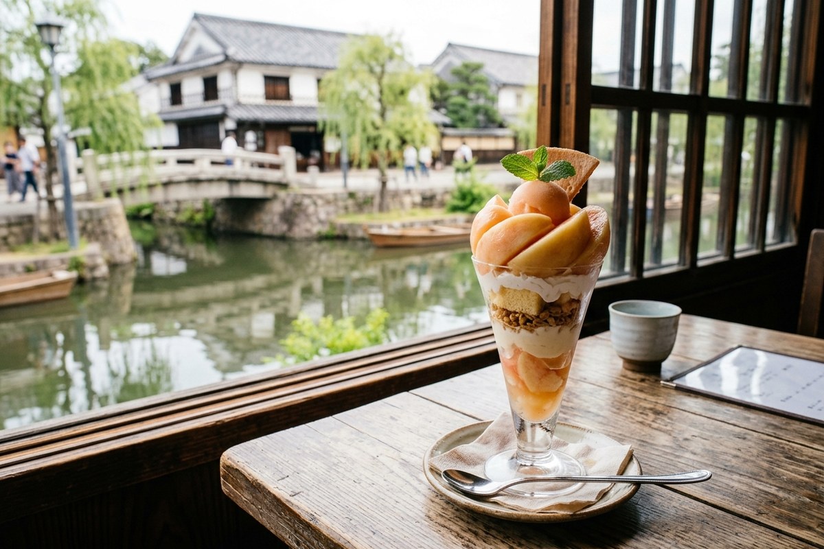 岡山県産の旬の果物を贅沢に使ったパフェ(倉敷のイメージ)